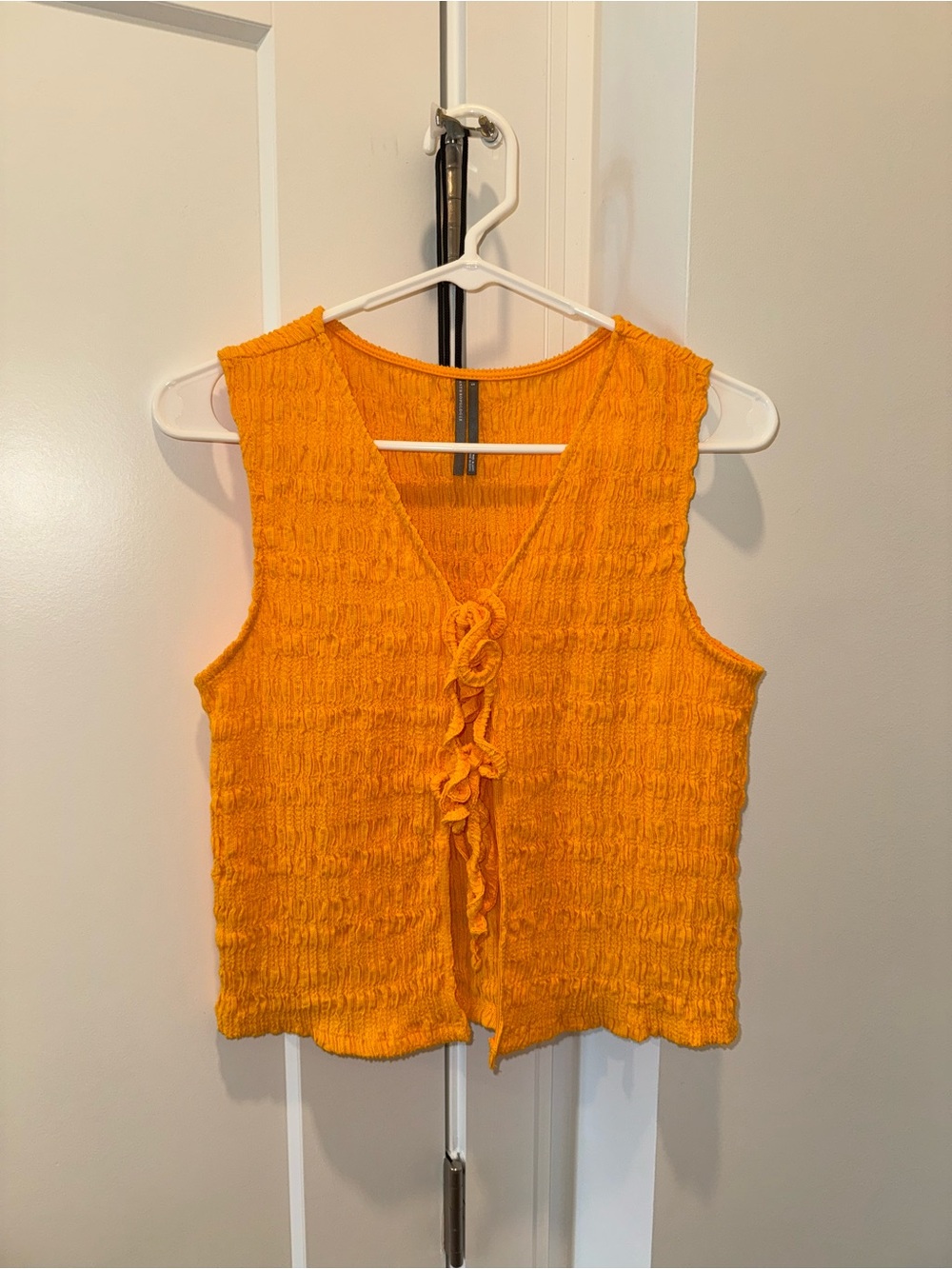 Anthropologie Bright Orange Sleeveless Knit Tie-Front Tank